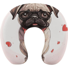 Reisekissen mit niedlichem Mops, Nackenkissen, Memory-Schaum, U-förmiges Kissen, weich, bequem, Reise-Nackenkissen, Schlafkissen, Reisezubehör für Flugzeug, Auto, Büro