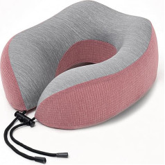 JMYSD Travel Pillow, Comfortable and Supportive Airplane Neck Pillow, Memory Foam Travel Neck Pillow for Airplane, Car, Sleep, Red