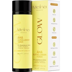 Meina AHA Glow Toner, 5% Glycolic Acid Peeling with Vitamin C, PHA, Rice Extract and Hyaluronic Acid, Face Toner, Light Face Care Against Pigment Spots and Dry Skin, Quick Absorbent, 200 ml