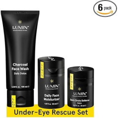 Lumin - Dark Circle Repair Set - Skin Care Kit for Men - Dark Circle Defense, Charcoal Face Wash, Moisturiser - Helps with Tired Eyes, Dark Spots, Uneven and Dull Skin - 2 Month Supply