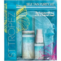 St. Tropez Self Tan Purity Self-Tanning Kit, Beauty Gift for Women with Liquid Self-Tanning Mousse, Self-Tanning Facial Spray and Applicator Glove for Application