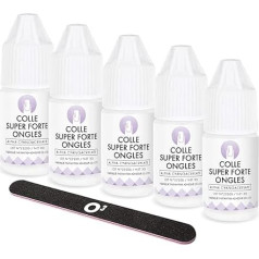 Professional Glue for False Nails, 5 Bottles, Nail Glue, False Nails, 1 Free Nail File