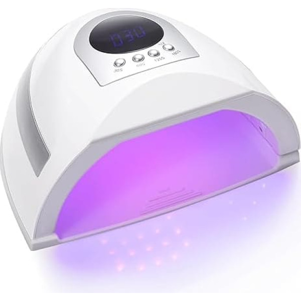 MainPi UV Lamp for Gel Nails, 268 W Nail Dryer with 4 Timers, Professional UV LED Nail Lamp for Finger/Toenail with 66 Light Beads, LCD Display, Infrared Sensor, Lamp Nails for All Gel Nail Polish