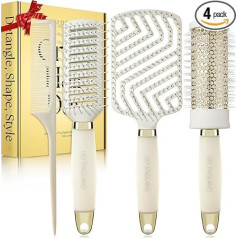 Lily England Luxury Hair Brush Gift Set - 4 Piece Professional Styling Collection - Premium Gift Sets for Women - Elegant Gifts for All Hair Types - Beige