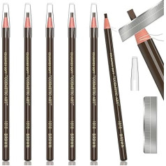 Waterproof Eyebrows Pencil Tattoo Makeup and Microblading Supplies Kit Permanent Eye Brow Liners in 5 Colours Waterproof Eyebrow Pencils Peel - Brow Pencil Set for Marking (6 Dark Brown)