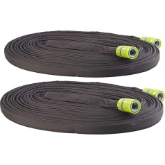 Royal Gardineer Irrigation Hoses: Set of 2 Flat Pearl Hoses, Quick Connect & Stop Valve, 30 m (Pearl Hose Drip Hoses, Hedge Watering, Lawn Sprinkler)