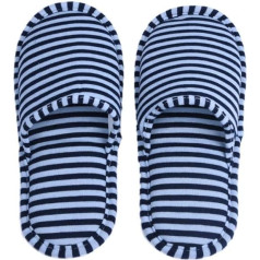 Alomejor 1 Pair Foldable Travel Slippers Portable Striped Spa Slippers Washable Non-Slip Indoor Soft Cotton