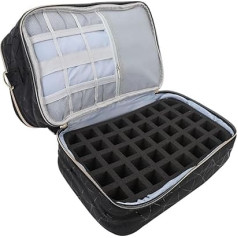 40 Bottles Nail Tool Storage Bag, Nail Polish Organiser Bag, PU Double Layer Nail Polish Organiser Bag with Luggage Strap for Travel Makeup