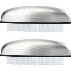 FRCOLOR Zehenbürste Edelstahl Maniküre Pinsel Fingernagelkunst Seifenwolle für tiefe Werkzeug Pediküre und Handzehen Stahl Nylon Nagel Waschen Reiniger Schrubben Küchenschrubber Silber Professional