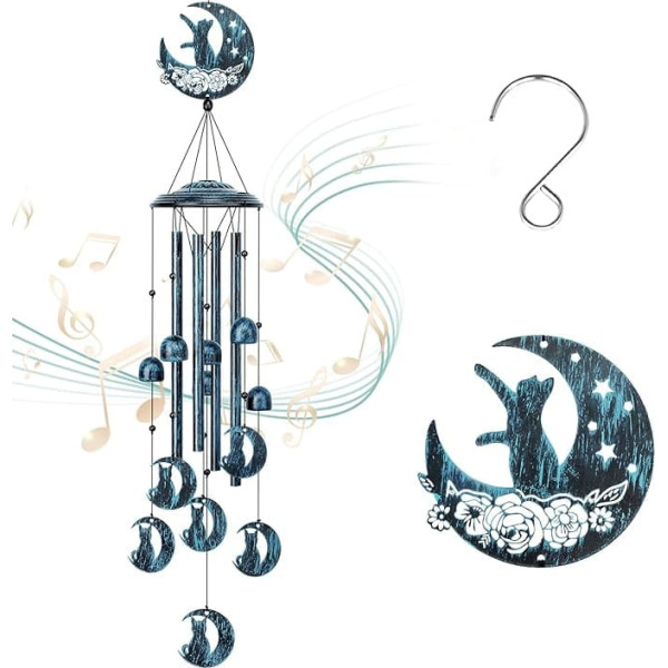 LESES Wind Chimes Cat Memorial Wind Chimes Outdoor Cat Lovers Gifts for Women Grandma 35 Inch Sympathy Wind Chimes for Outdoor Home Garden Decoration Wind Chimes for Yard Patio