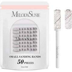 MelodySusie Pack of 50 Nail Drill Bits Small Sanding Bands with 3.1 mm Mandrel Bit, 240 Extreme Fine Grit Nail File for Acrylic Nails Gel Manicure and Pedicure Zebra