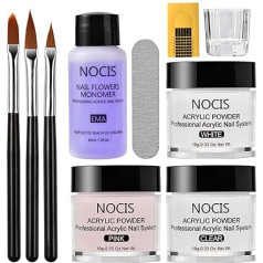 Layhou NOCIS Acrylic Nail Set, Acrylic Powder, Acrylic Liquid Set, Nail Art, Crystal Powder, Liquid Monomer, with Nail Pens, Nail Shapes for Acrylic Nails, Extension, Carving