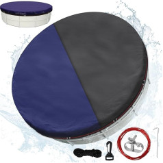 Round Pool Cover Diameter 420 cm (for Diameter 320-380 cm Pool), HAUSPROFI 2-in-1 Tarpaulin Pool 366 cm, UV-Resistant Pool Tarpaulin Made of 200 g/m²PE, Weatherproof Pool Cover with Double Attachment,