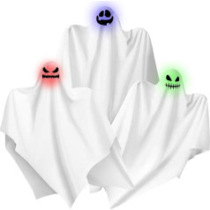 3 Stück Halloween-Party-Geister-Dekorationen, niedlicher hängender Geist, Halloween-Dekoration für drinnen und draußen, verwendet für die Dekoration des Vorgartens, der Terrasse, des Rasens,