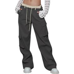 Women's Work Trousers, Wide Leg Women's Cuddly Stretch Slip-On Trousers Clothes Y2K Elegant Loose Baggy Trousers Jeans High Waistband Casual Cargo Comfortable Work Trousers Harem Trousers