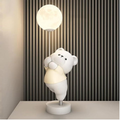 Jadssox Kids Room Table Lamp, Moon Night Light, Cartoon Bear Bedside Lamps, Cute Balloon Table Bedside Lamp, Accent Lamp for Kids Room, Girls Nursery, Charging