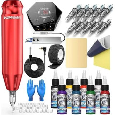 Wormhole Tattoo Machine Set Tattoo Set Rotary Tattoo Machine Set Power Supply 10 Tattoo Needles 8 30 ml Tattoo Ink Tattoo Machine WTK085