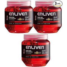 3 x ENLIVEN Pro-Vitamin B5 Wet Firm Medium Hold Hair Gel 250ml Red