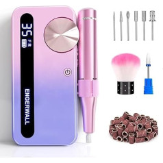 ENGERWALL Professional Manicure Pedicure Set, Rechargeable Nail Cutter 35,000 rpm, Portable Wireless Electric Nail File, Nail Care Tool for Grinding, Trimming and Polishing, Pink/Blue