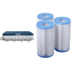 Intex Square Pool Tarpaulin 400 x 200 cm Pool Cover with Tension Rope and Filter System Accessories - Filter Cartridge - Type A - 3 Pieces (Pack of 1)