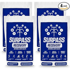 SURPASS Natural Recovery Bath Salts After Sport, 100% Natural Muscle Sole, 4 x 1 kg, Bath Salts After Workout for Fast Muscle Recovery, Pain Relief, Soothes Sore Muscles for