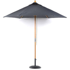 BrackenStyle Wooden Garden Umbrella - Swivel and Machine Washable Garden Umbrella - 11 Colours - 15kg Black Concrete Base Included, Dark Grey, darkgray