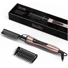 Terviiix Electric Hot Comb Hair Straightener Brush for Wigs, Straightener Beard Straightener for Afro Hair and Beard, Automatic Shut-Off, Dual Tension, Temperature Adjustable
