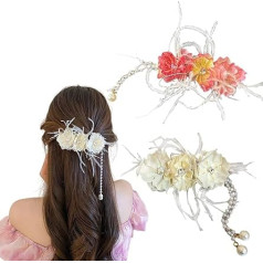 Traziewell 2809 Haarspangen für Mädchen, Blumen-Haarspangen, mittelgroße Haarspangen, helle Farben, 2 Stück