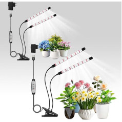 ANPSSSEN 2 Pack 2 Head Plant Lights, V-Shape Plant Lamp LED, Full Spectrum Grow Lights for Plants, Plant Light for Indoor Plants, Grow Light with 5 Levels Dimmable, 6/12/18H Auto Timer