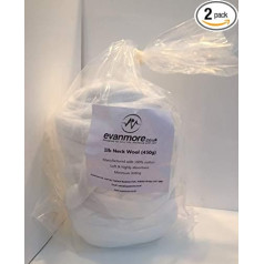 Cotton Neck Wool Roll 2 x 1/2lb (500g) 100% Cotton Highly Absorbent Minimum Linting