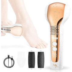 BYCO Professional Electric Callus Remover, 10,000rpm, Effective Pedicure with 3 Roller Heads, 2 Speed Levels, Rechargeable, Waterproof, Safe and Eco-Friendly - Foot File