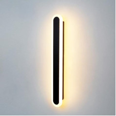 ZTWLEED LED Indoor Wall Light, 22 W Modern LED Wall Lights, Three Colour Temperatures, 3000 K/4000 K/6000 K, 60 cm, Black Long Wall Light for Living Room, Bedroom, Staircase, AC 220 V