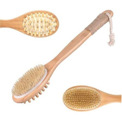 Nuoman Bath Brush with Long Handle - 100% Natural Boar Bristles & Wooden Massage Brushing - Effective for Wet and Dry Body Brushing - Suitable for Men and Women