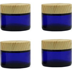 Blue Jars with Lids Refillable Cream Jars Empty Round Cosmetic Containers for Samples Powder Cream Lotion Spices Creams Ointments 4 Pack (Blue)