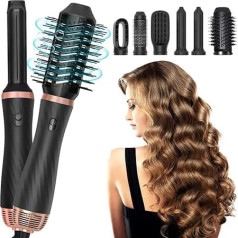 TGKYK 6 in 1 Hairstyler, 1000 W Warm Air Brush Set, Multifunctional Airstyler Hair Dryer Brush, Rotating, Hair Dryer Brush, Round Brush Dryer for Salon Hairstyling Curling and Straightening, Hair