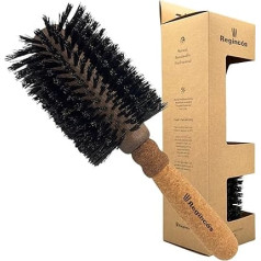 Regincós Round Brush - Eco Cork Wood - E.Cork Black 870 Natural - Professional - Handmade - Large