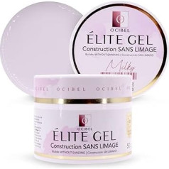 OCIBEL - Elite Aufbaugel, ohne Feilen, UV/LED, 50 g – Milky für Maniküre, künstliche Nägel und Nail Art