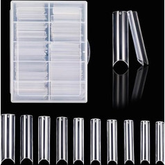 FANTESI Pack of 200 Natural Artificial Fingernails Long Acrylic Nails Clear French Coffin Ballerina Nail Tips for Artificial Nail Tips Salons & DIY Nail Art