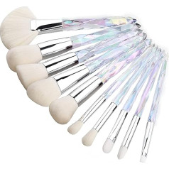 Kingtree Crystal Makeup Brushes Set 10 Pieces Glitter High Quality Makeup Brushes Professional Synthetic Bristles Foundation Blush Concealer Eyeshadow Eyeliner Makeup Brush for