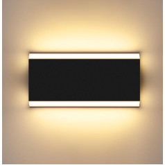 Kingwei 12 W Wall Light Indoor Modern Warm White 3000 K Wall Lights Indoor Black LED Wall Lights for Bedroom Living Room