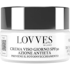 LOVVES Day Face Cream SPF 30, High Natural Cosmetics, Moisturising, Prevents Light Ageing, Contrasts Wrinkles and Stains, Improves Skin Elasticity, Glass Jar Format 50 ml