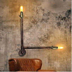 ZMH Wall Light Indoor Vintage Wall Lamp – Water Pipe Design E27 Lamp Socket Max. 25 W Wall Lamp in Industrial Style Retro Country House Style Rustic Decoration for Bar Cellar Cafe