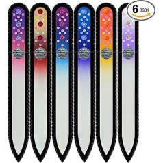 Mont Bleu Set of 5 + 1 Free Handmade Glass Nail Files Decorated by Hand Crystals from Swarovski - Real Tempered Glass