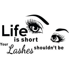 ANFRJJI JWH240-Lashes) Life is short your Lashes Should Not Be Quote Wall Art Positive Sayings for Women Girls Bedroom Living Room Size 43.2x71.1cm Black