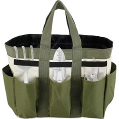 QINGLANG Garten-Werkzeugtasche, Organizer, strapazierfähig, 8 Taschen, Gartenwerkzeug-Aufbewahrung, Mehrzweck-Gartentasche, mit Griffen und elastischen Bändern, Gartengeschenke für Männer und Frauen