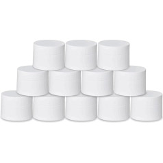 Akamino White Plastic Lotion Container with Inner Inserts and Dome Lid for Makeup Cosmetics, Creams, Lotions, Refillable, Airtight Travel Containers (35.4ml, 37ml, Pack of 12), White