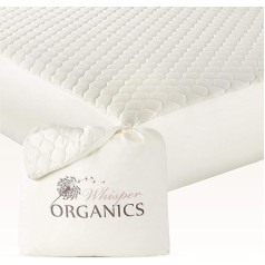 Whisper Organics , 100% Organic Mattress Protector - Quilted Fitted Mattress Pad Cover, GOTS Certified Breathable Mattress Protector - Ivory Colour, 17 Inch Deep Pocket (Full Bed Size)