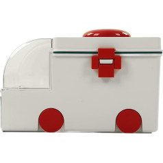 Medicine Box Plastic Medicine Box Cute Ambulance Shape Double Layer Medicine Storage Box with Large Capacity and Portable Handle (Green)