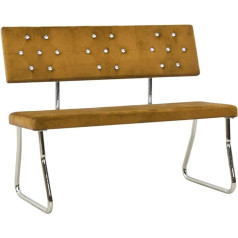 Vidaxl Bench with Backrest Crystals Dining Room Bench Upholstered Bench Hallway Bench Kitchen Bench Dining Bench 110 cm Brown Velvet Metal Frame