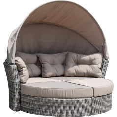 Degamo Marbella Island Recliner Aluminium and Semi-Circle Mesh Grey Bicolour Padding Taupe Coloured